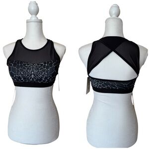 NWT KI PRO NYC women S Animal Print Black Mesh Sports Bra TOP yoga gym Running